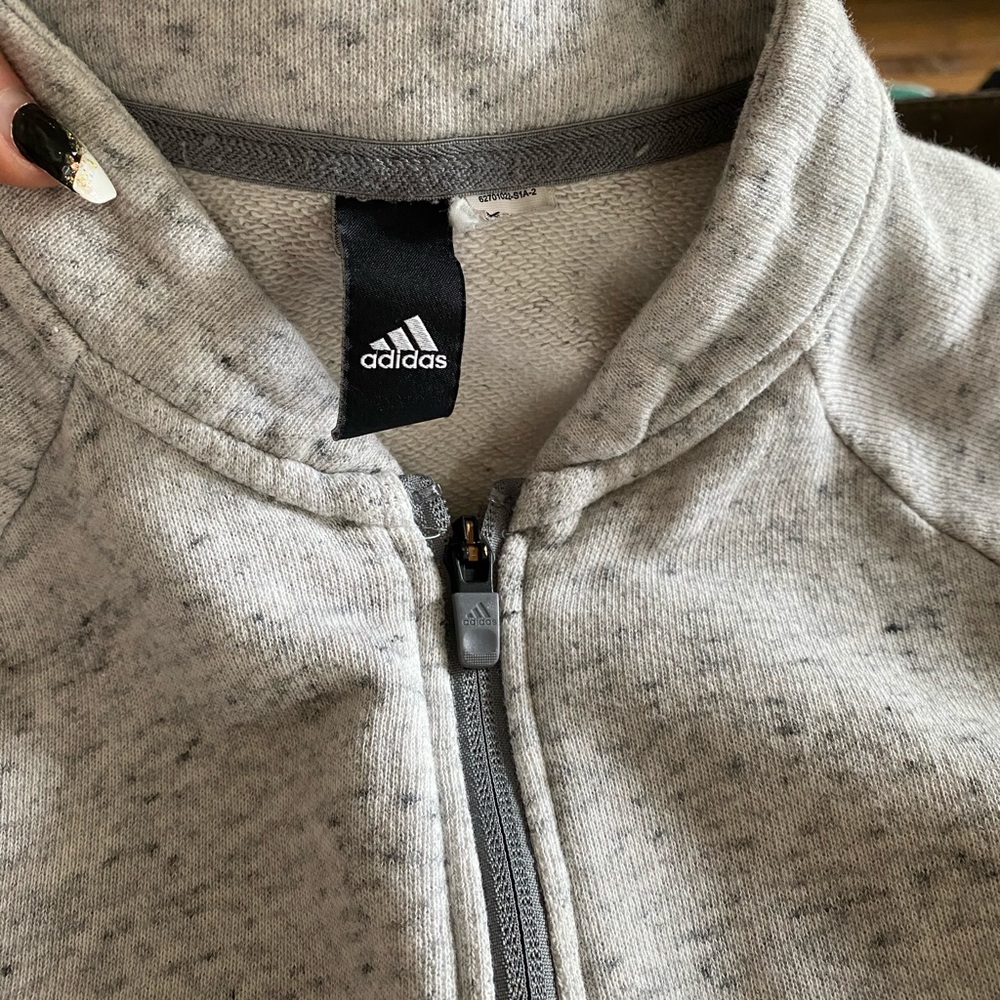 Adidas heather grey cotton zip up jacket !